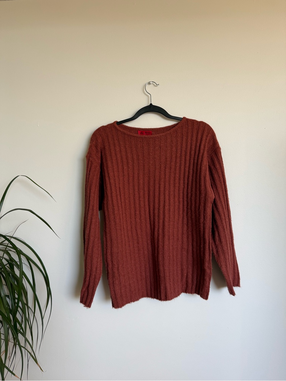 Cozy Rust Ribbed Crewneck Sweater